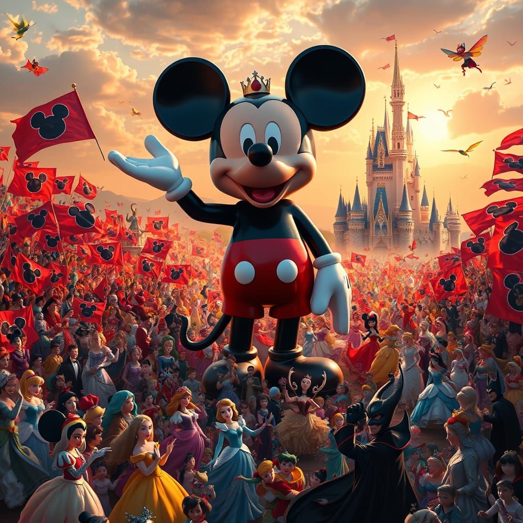 Majestic Mickey Mouse Statue in a Vibrant Disney Celebration