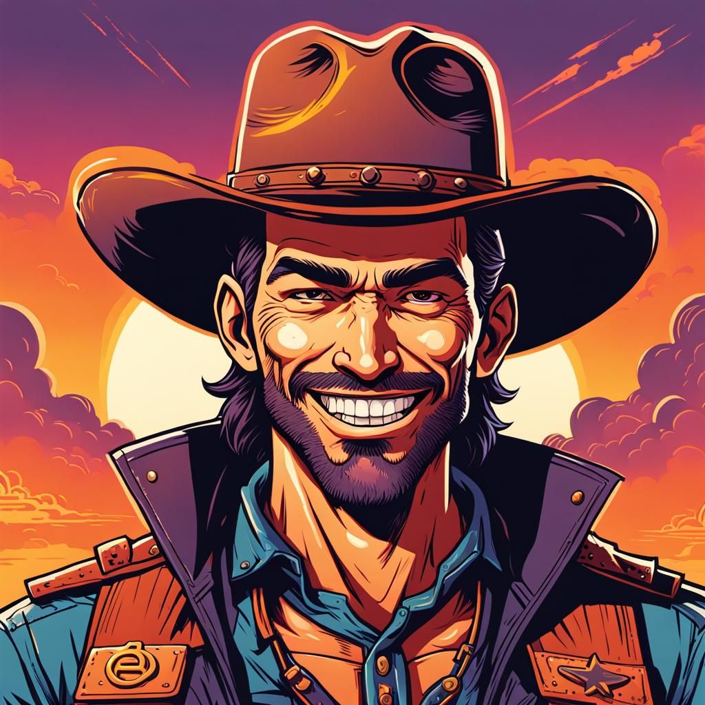Mutated Cowboy Powers Up in Cartoonish Style