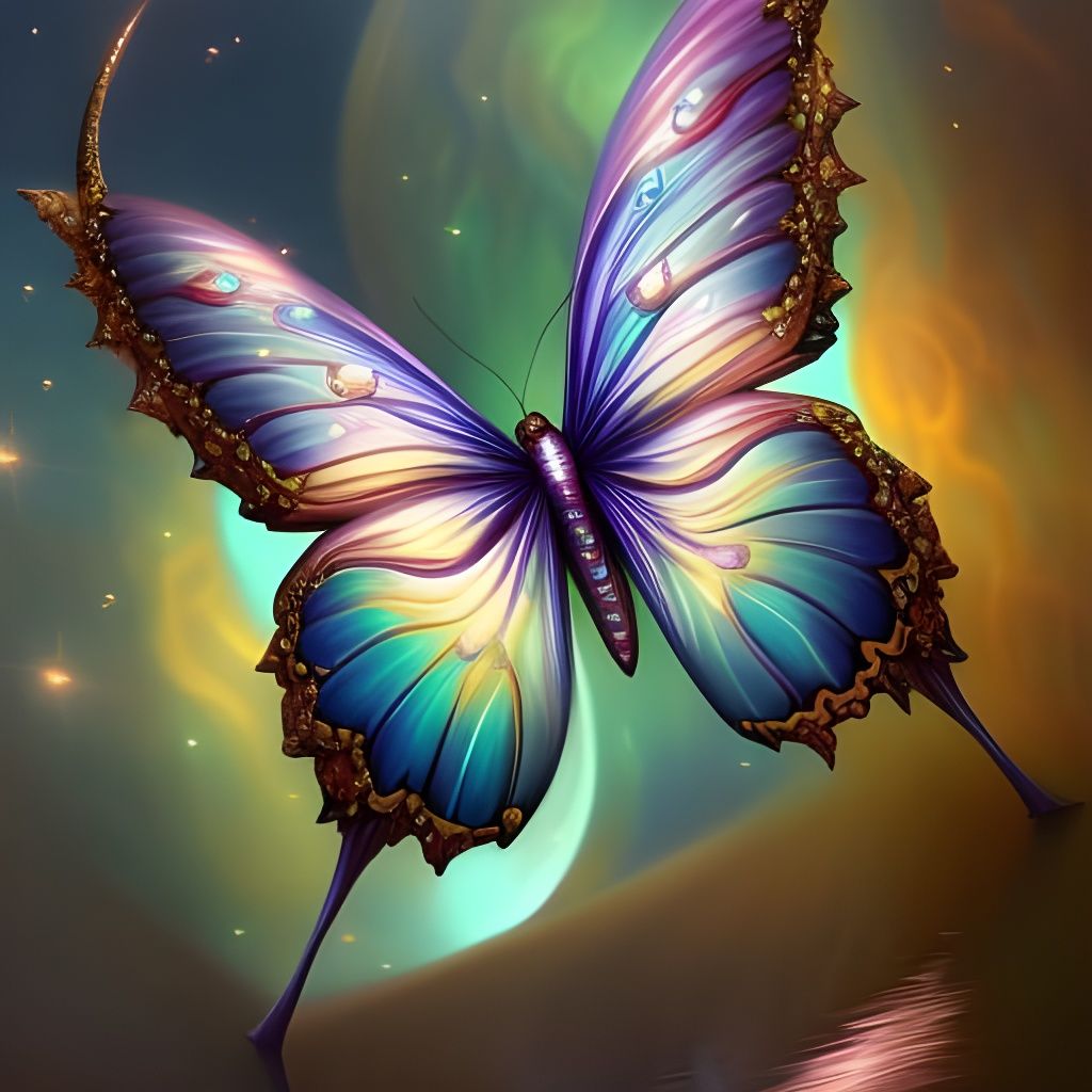 Enchanted Butterfly with Luminous Wings in Digital Art