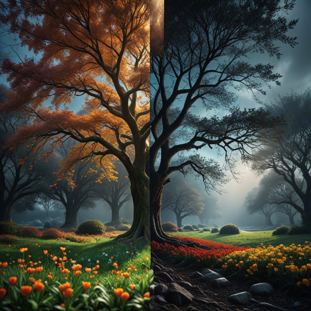 Four Seasons Merge in Hyperrealistic Harmony
