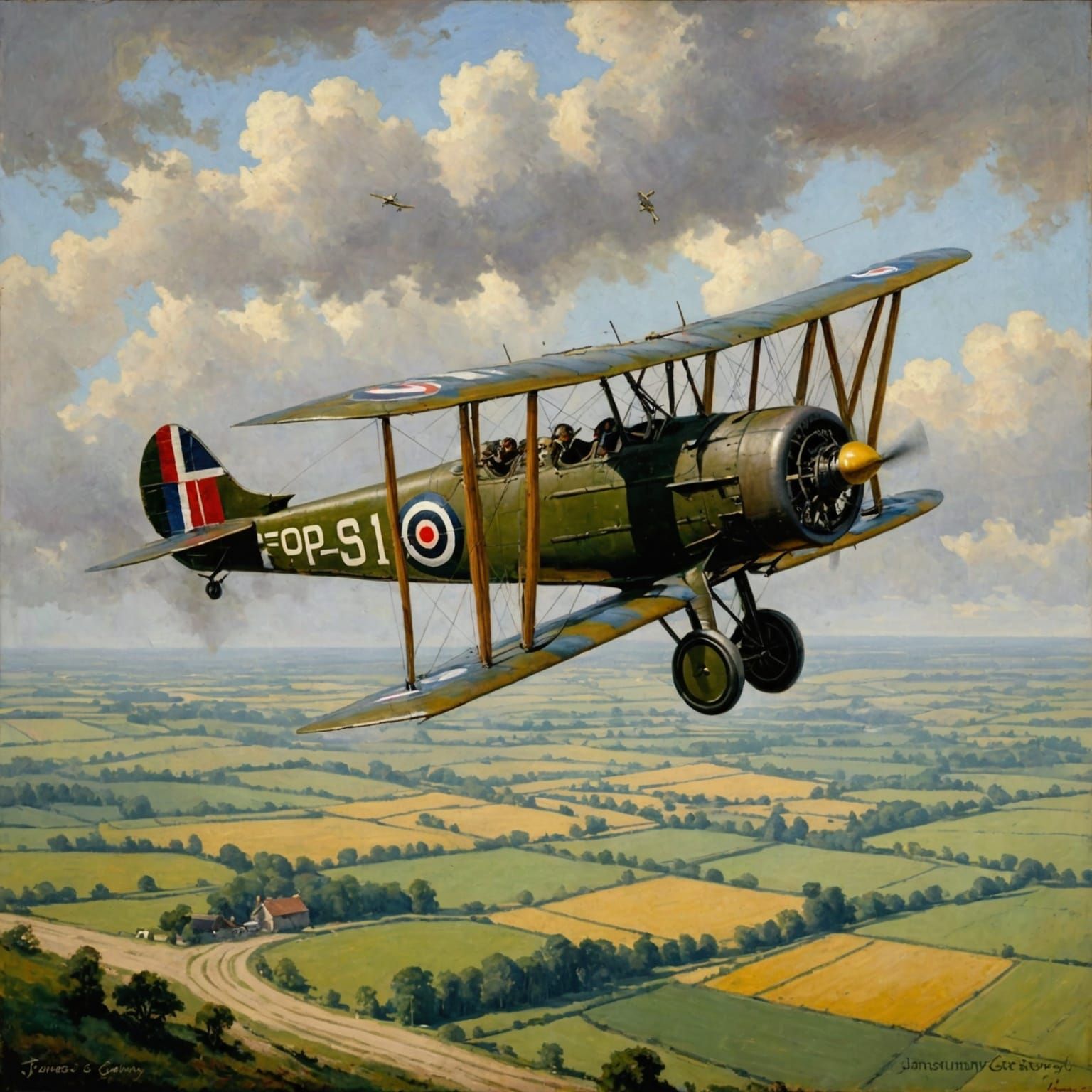 SPAD S.VII C.1 Airplane of WW1, Oil Painting