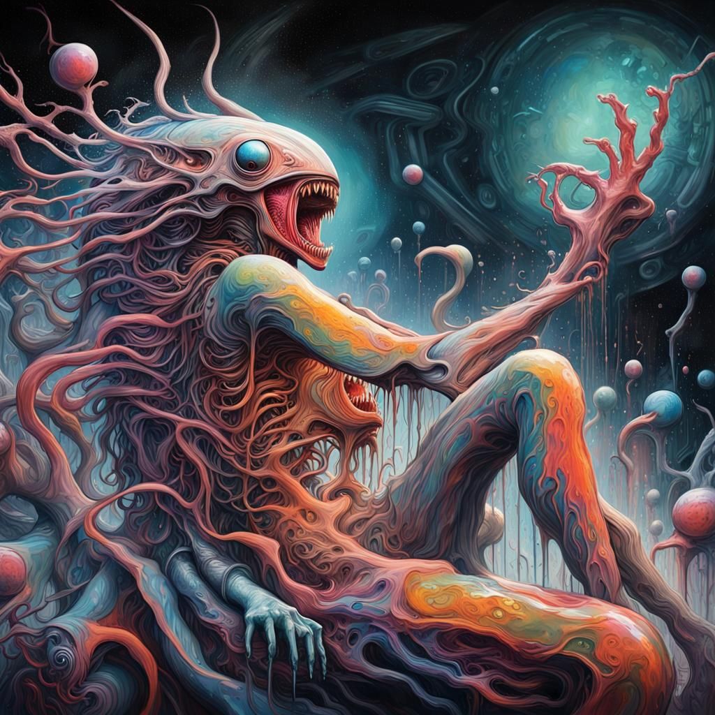 Alien Femme Fatale in Graffiti Art Style