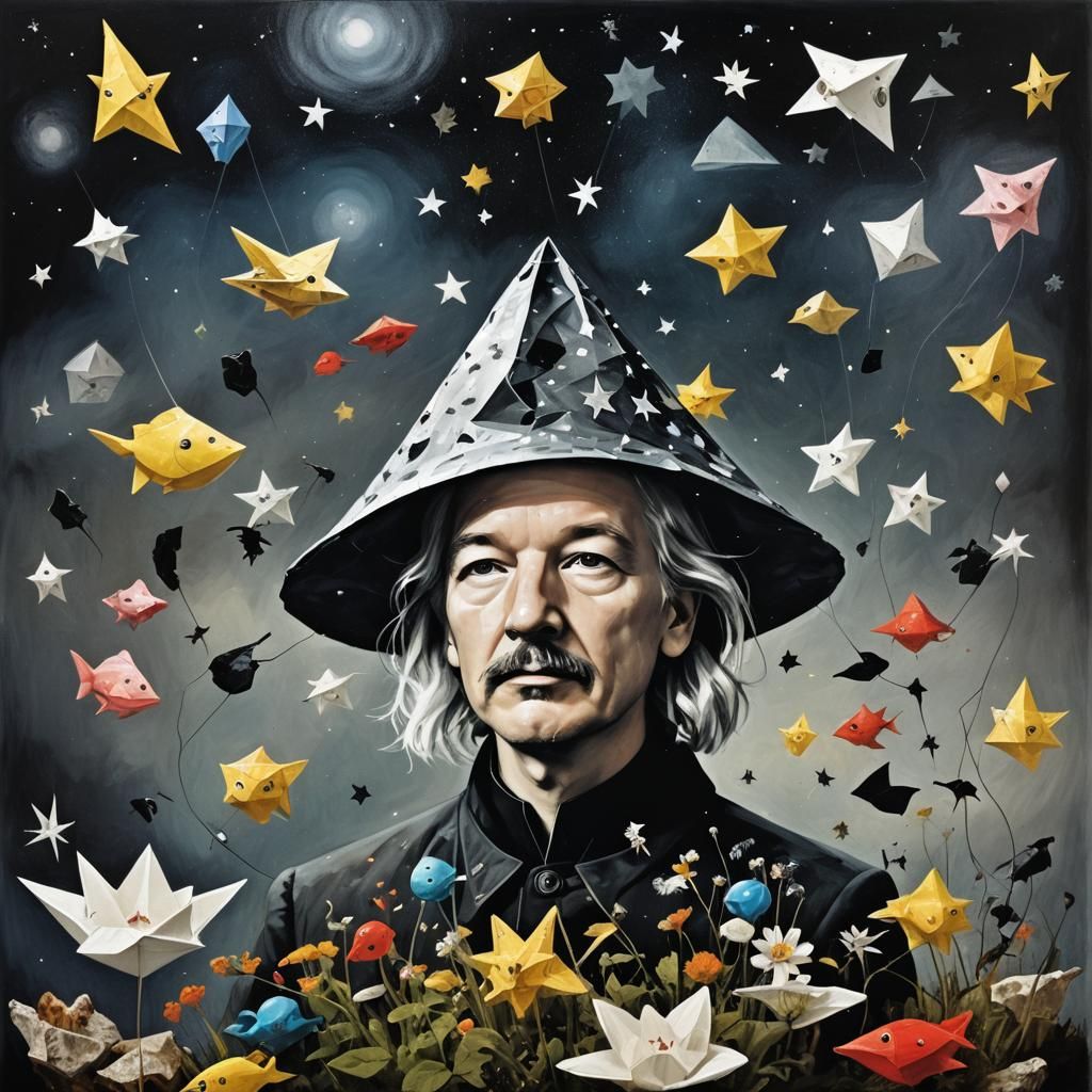 Surreal Cosmic Portrait in Impasto Style