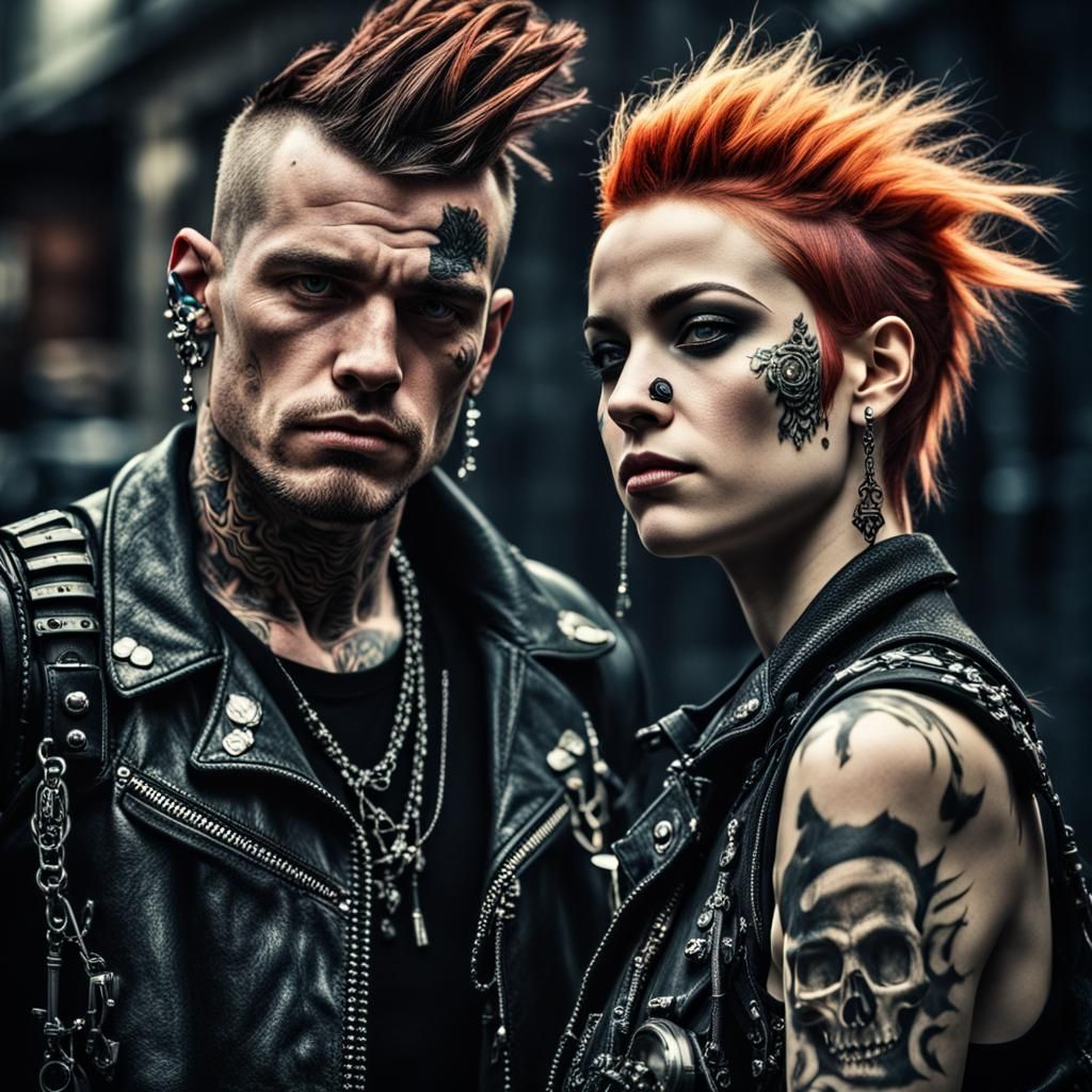 Hyperrealistic Punk Couple in Cinematic Composition
