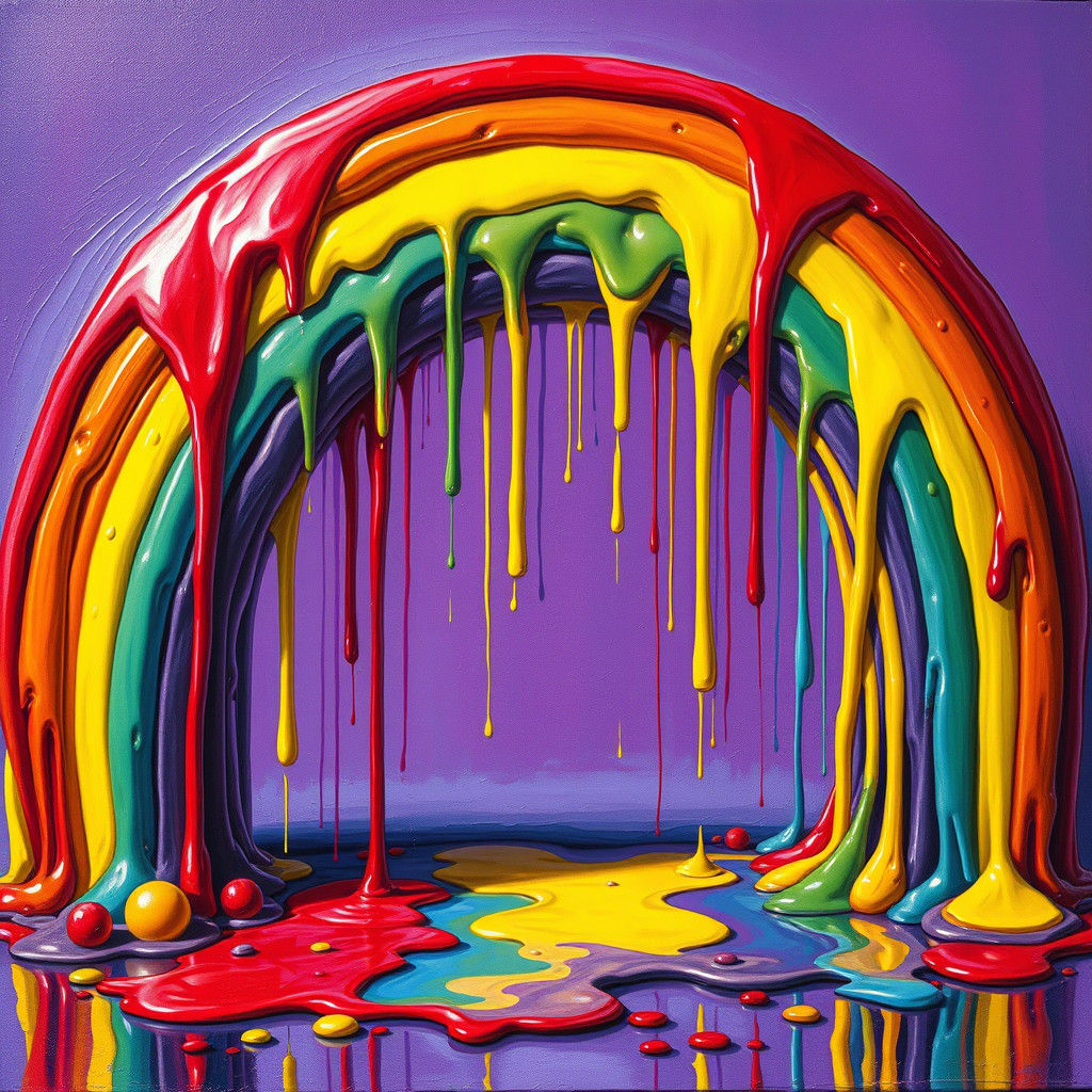 Melting Rainbow Drips into Kaleidoscopic Puddle