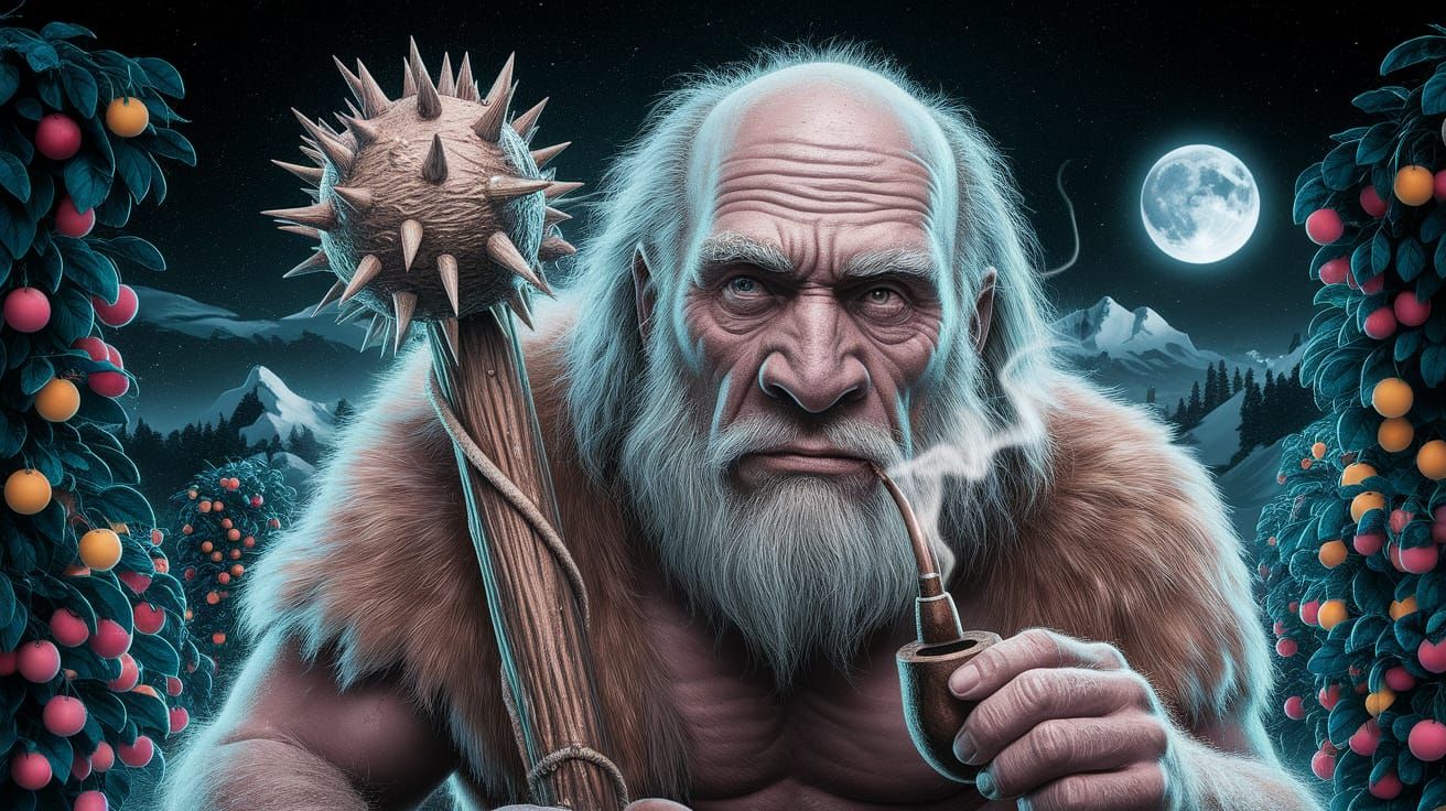 Gigantic Ice Age Man in Fluorescent Light