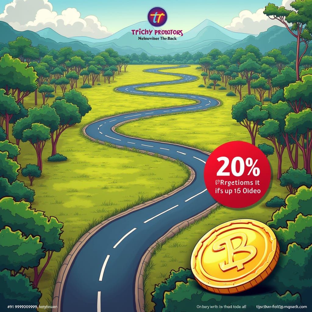 Indian Folk Art Style Real Estate Plot with Golden Coin and ...