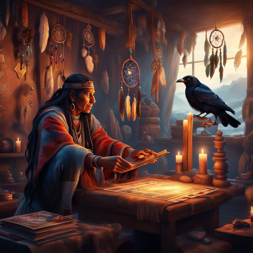 Native American Tarot Reading in Bright Room