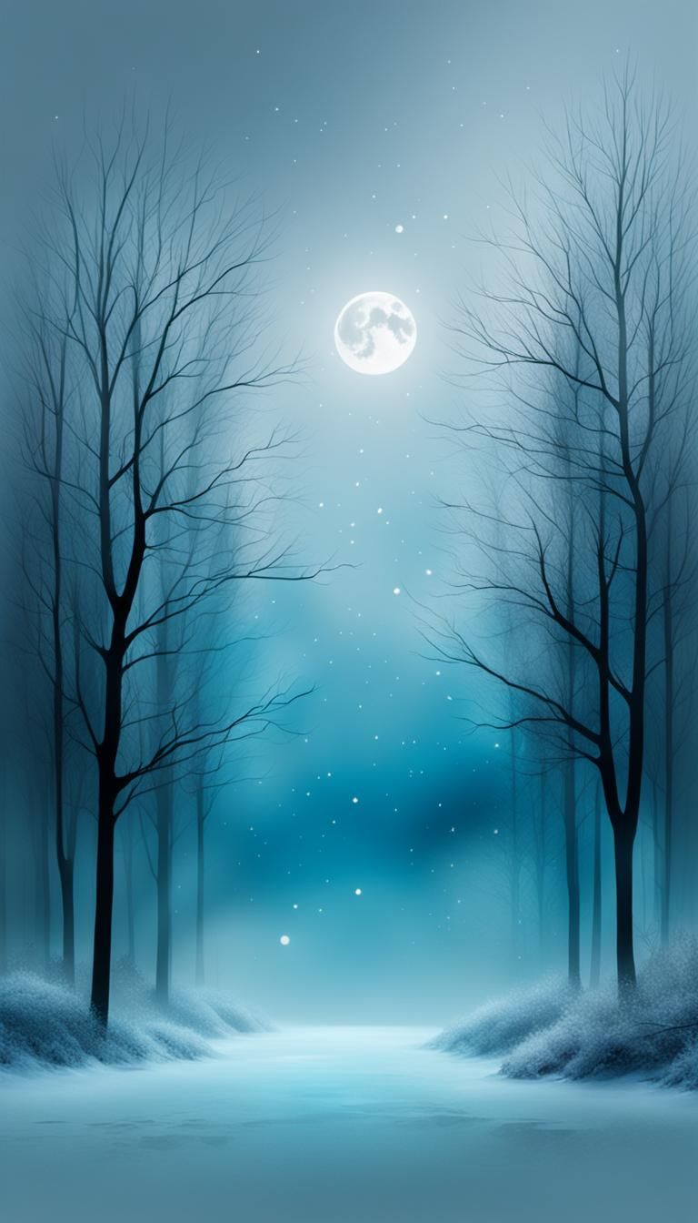 Ethereal Abstract Art in Twilight Cerulean