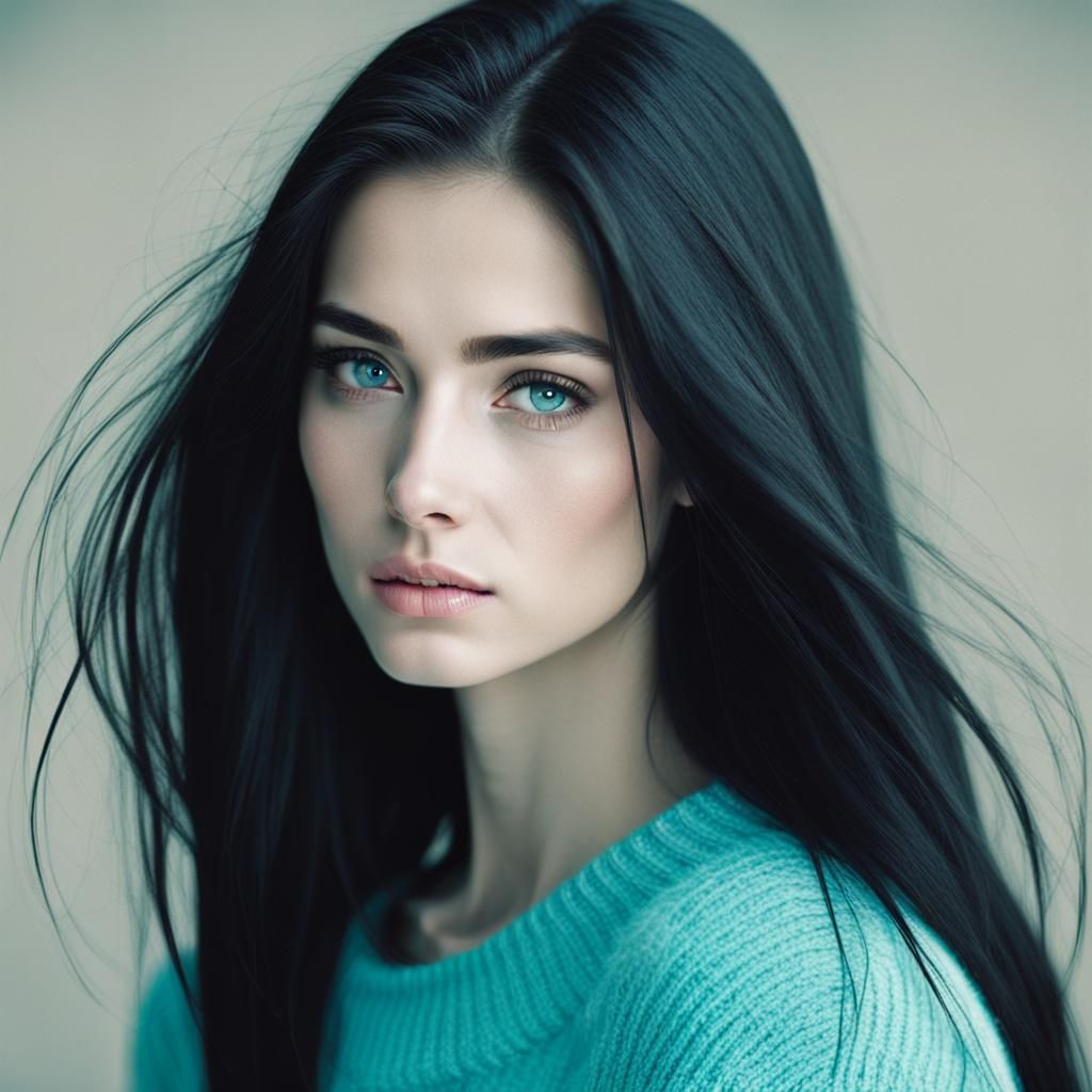 Portrait of a Woman with Turquoise Eyes