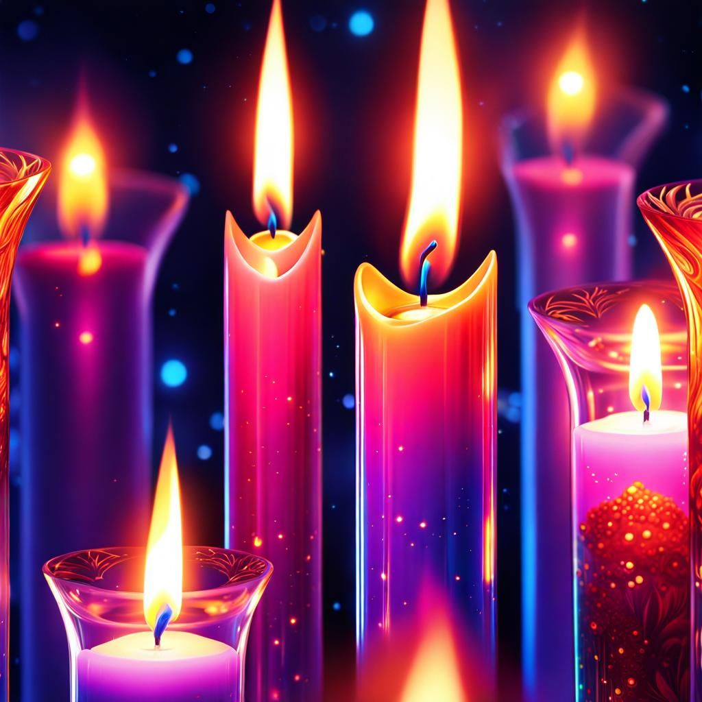 Anime Style Candle Flames: Detailed Manga Art