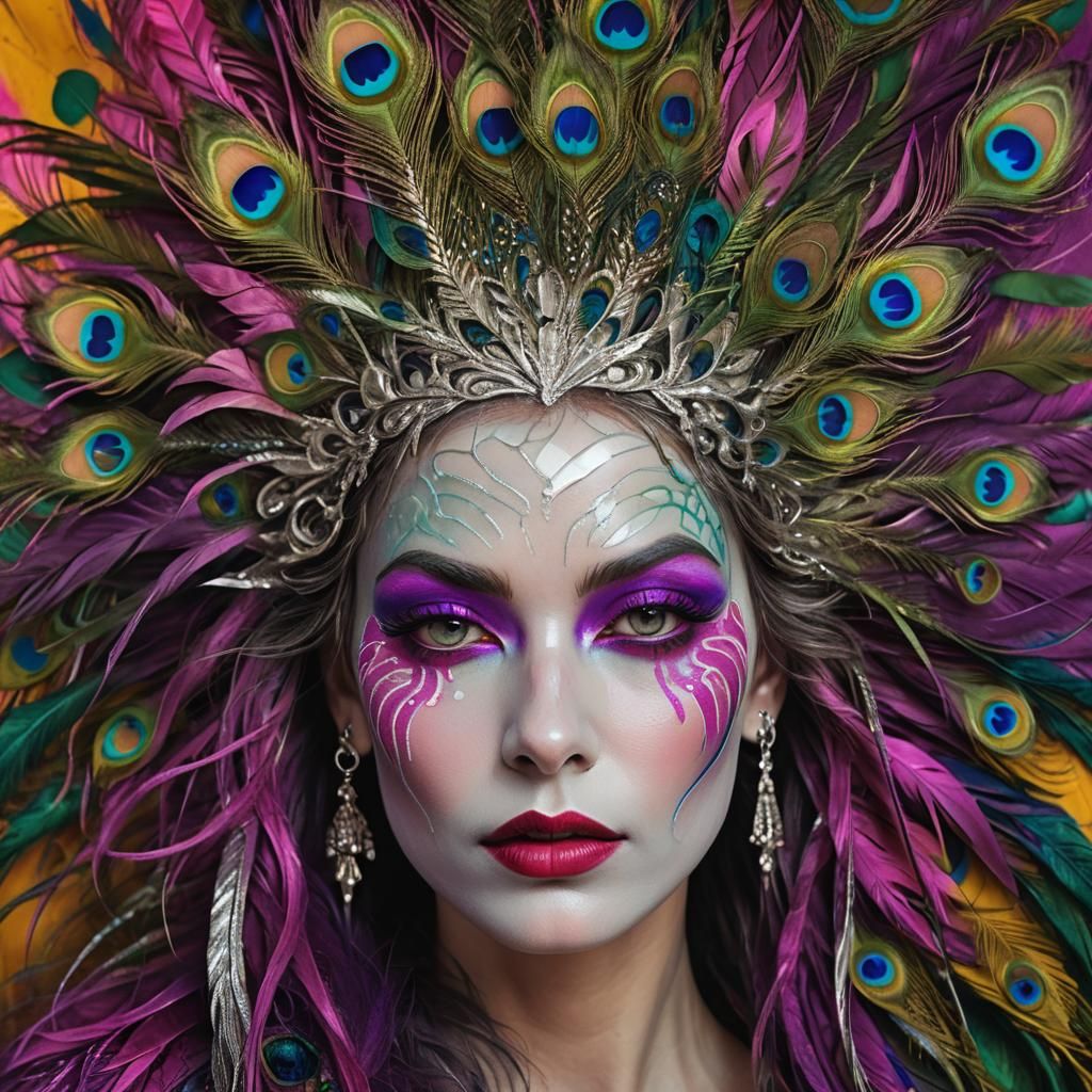 Abstract Expressionism Portrait: Pink-Skinned Woman