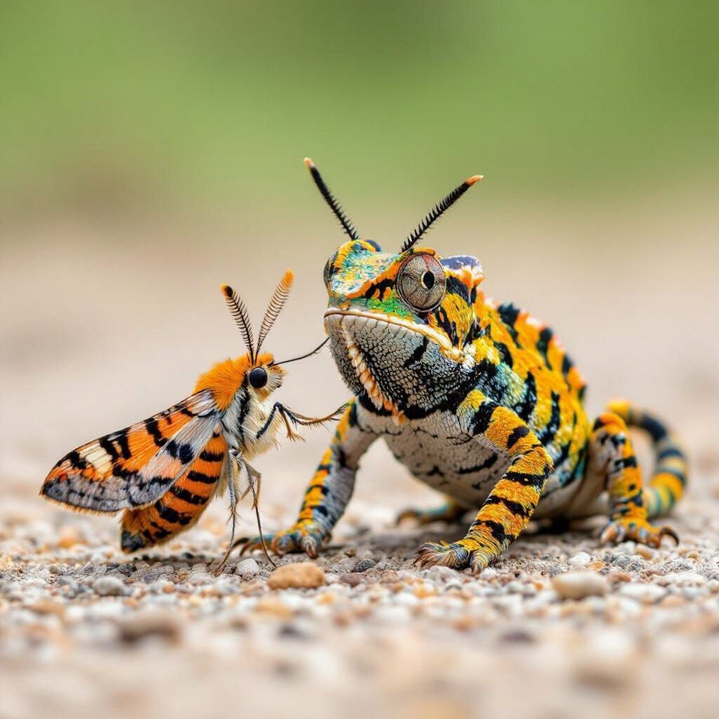 Moth Chameleon Tiger Hybrid in Vibrant Colors