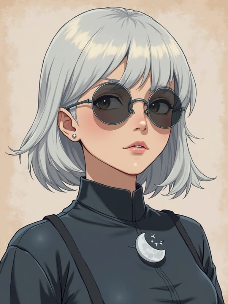 Ethereal Warrior in Raven-Hued Uniform, Cel-Shaded in Studio...