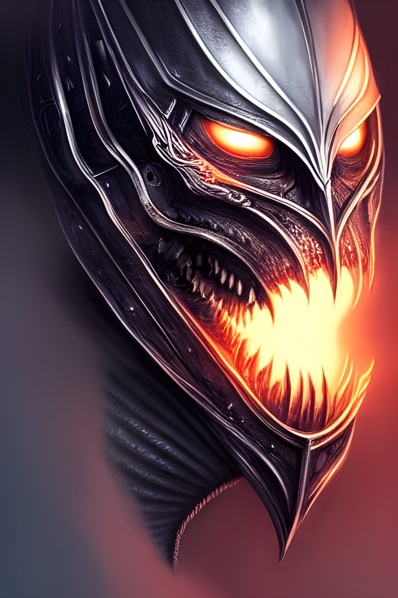 Mouth of Sauron Portrait with Burning Blue Flames