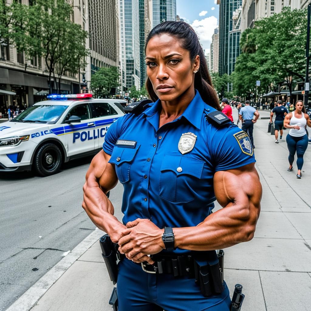 Muscular Columbian Police Officer Portrait