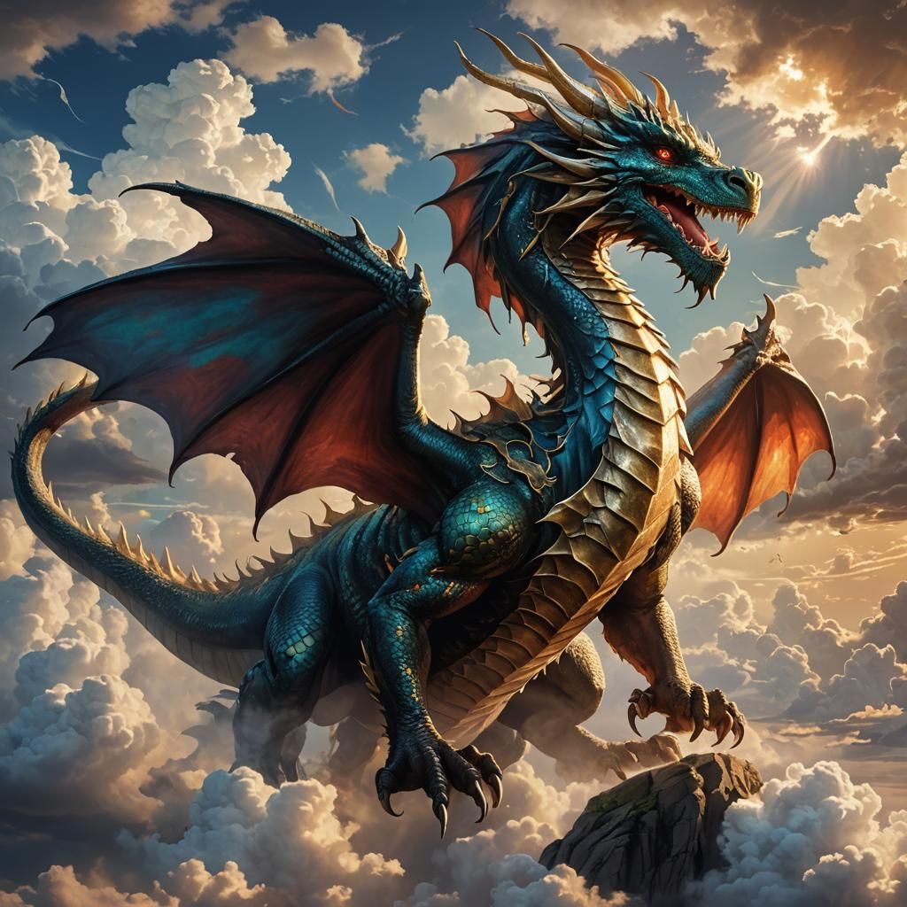 Majestic Dragon Soaring in the Sky