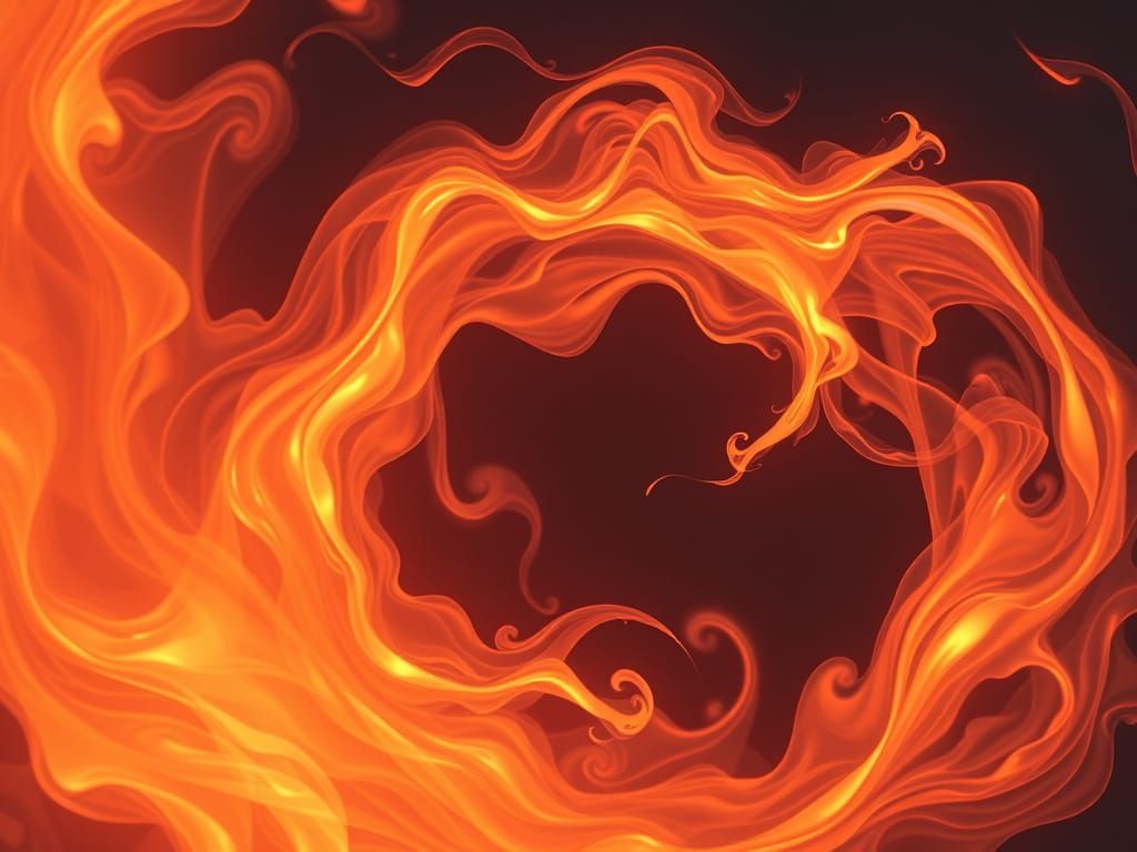 Ethereal Flame Swirls in Dark Cosmic Landscape