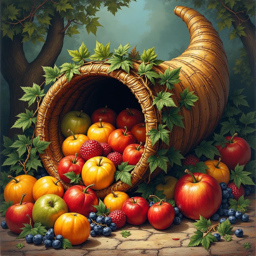 Majestic Cornucopia in Comic Book Style