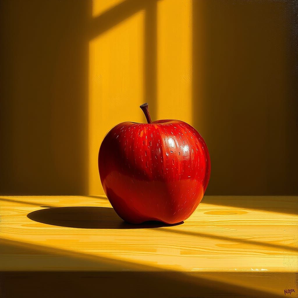 Red Apple Still Life Inspired by Cézanne