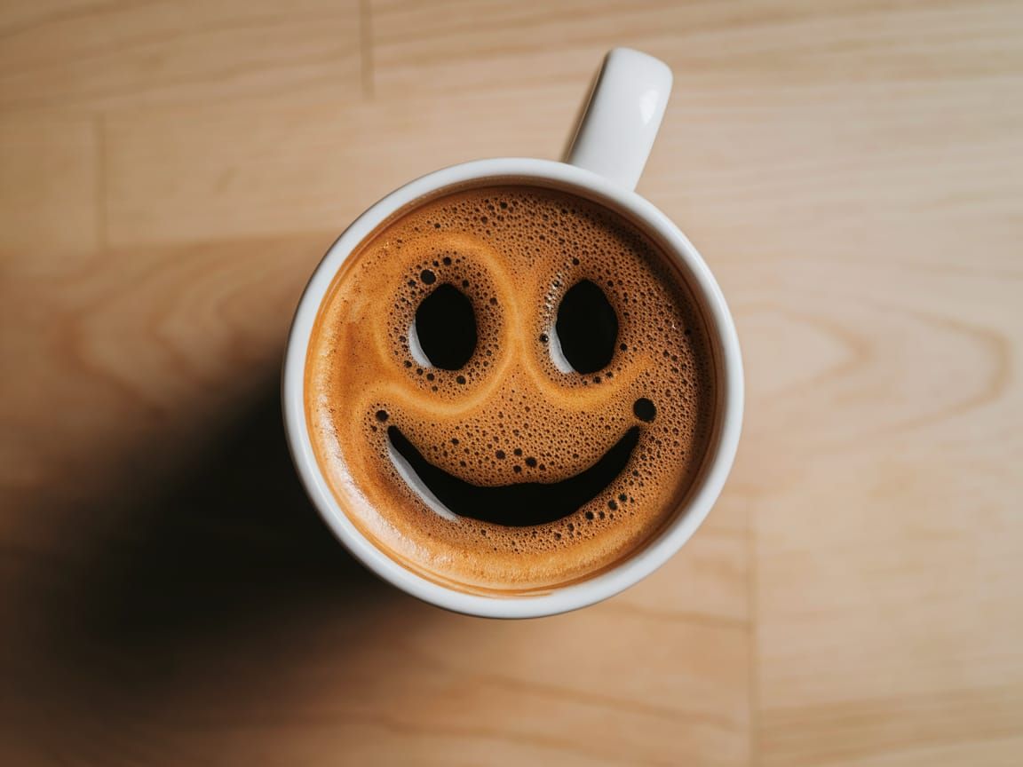 Top-Down Coffee Mug with Accidental Smiley Face