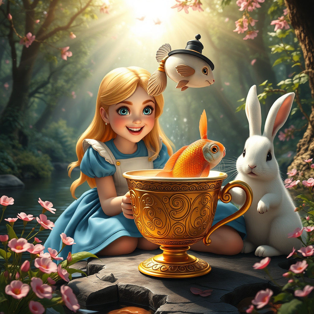 Alice in Wonderland Scene as 3D Digital Art