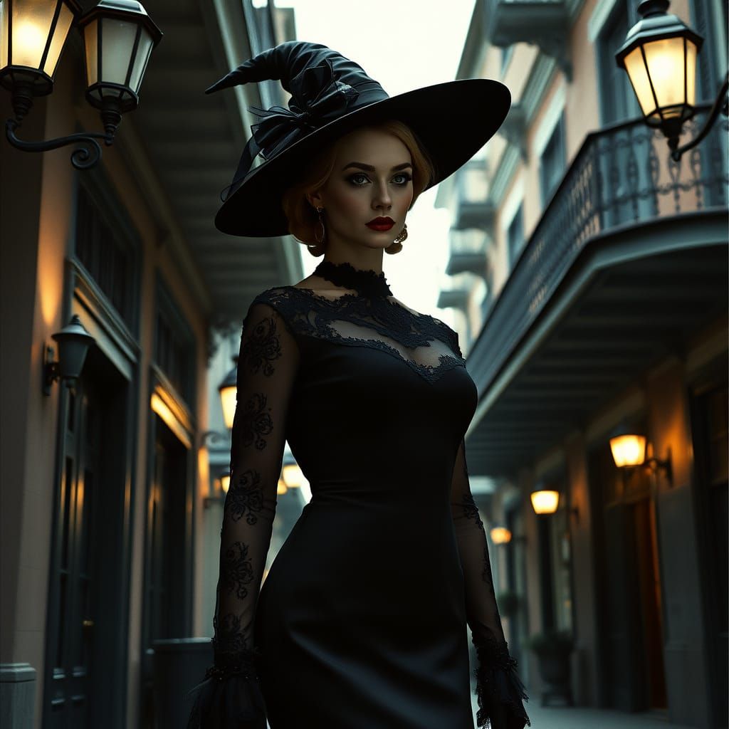 Elegant 50s Witch in New Orleans' French Quarter