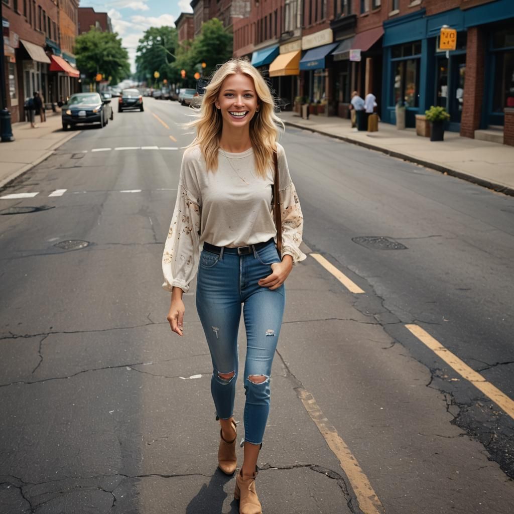 Blonde Woman Portrait in New York, Studio Quality