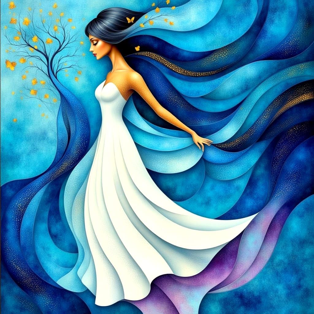 Textured Swirling Impasto Painting in Watercolor Style