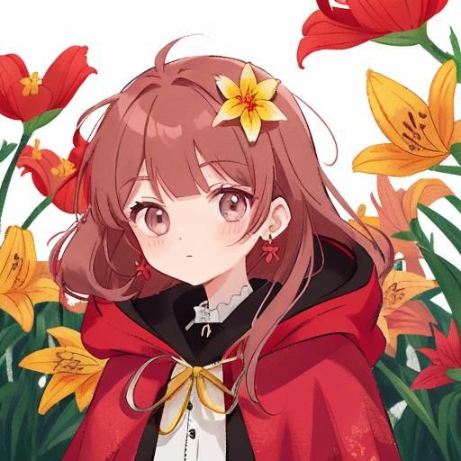 Girl with Ruby Earrings and Lily Flower