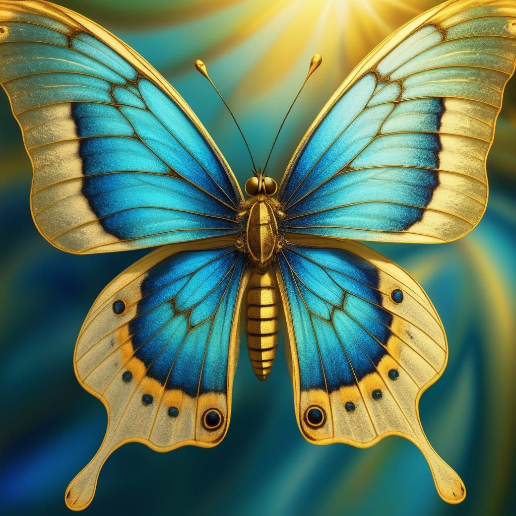 Golden Ratio Butterfly" – A butterfly whose wings form a perfect golden spiral, emphasizing nature’s mathematical beauty...