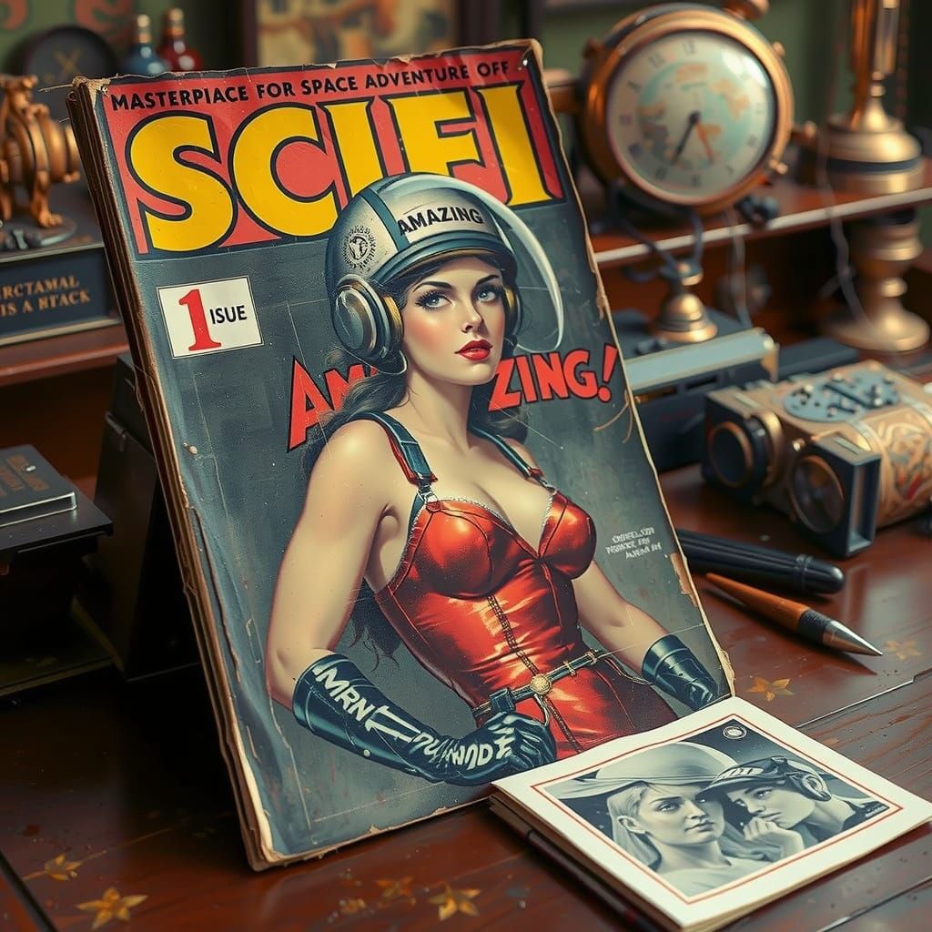 Vintage Sci-Fi Pulp Magazine Cover Art
