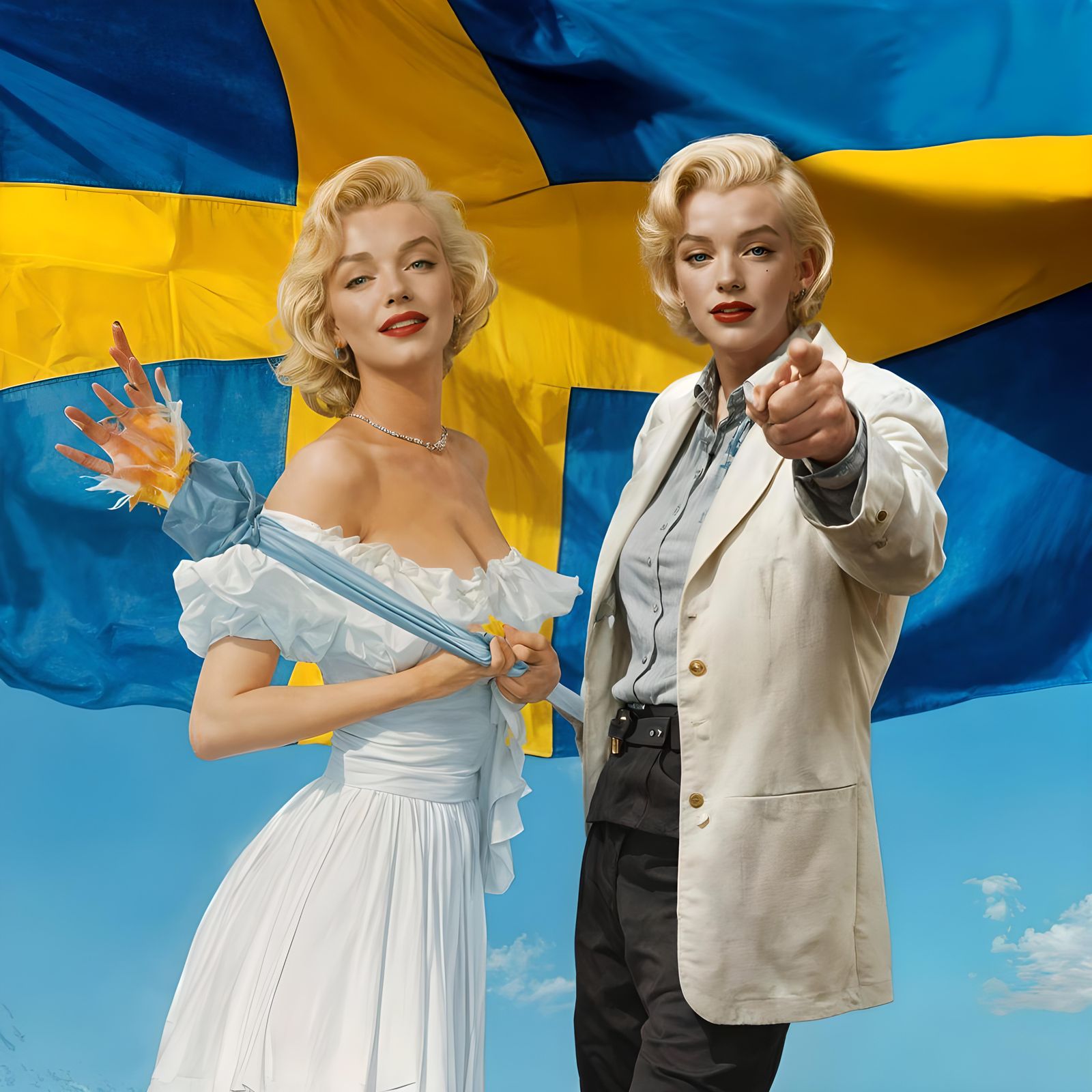 Marilyn Monroe Portrait with Swedish Flag