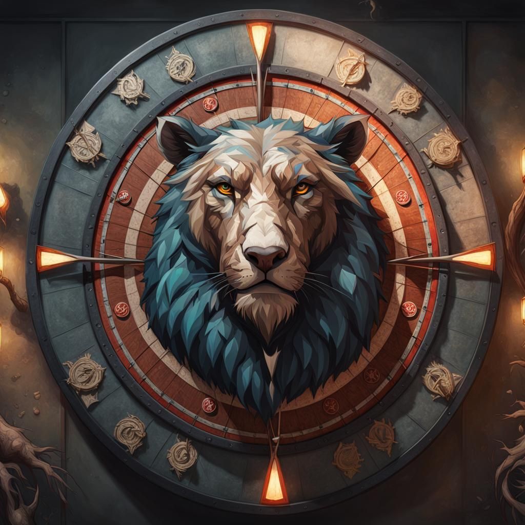 Animal Dartboard Portrait in Art Nouveau Style