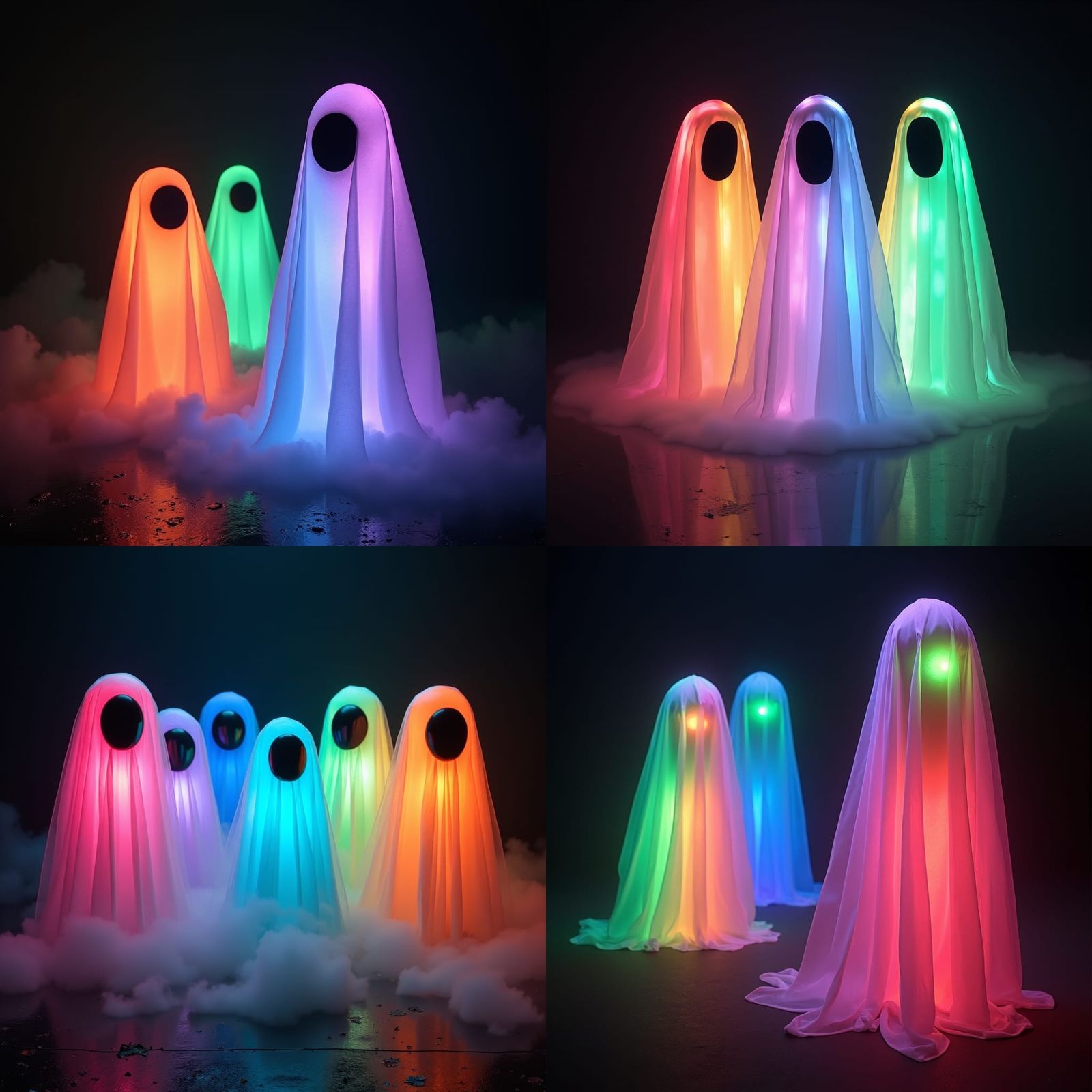 Disturbing Rainbow Spirits Float in Darkness