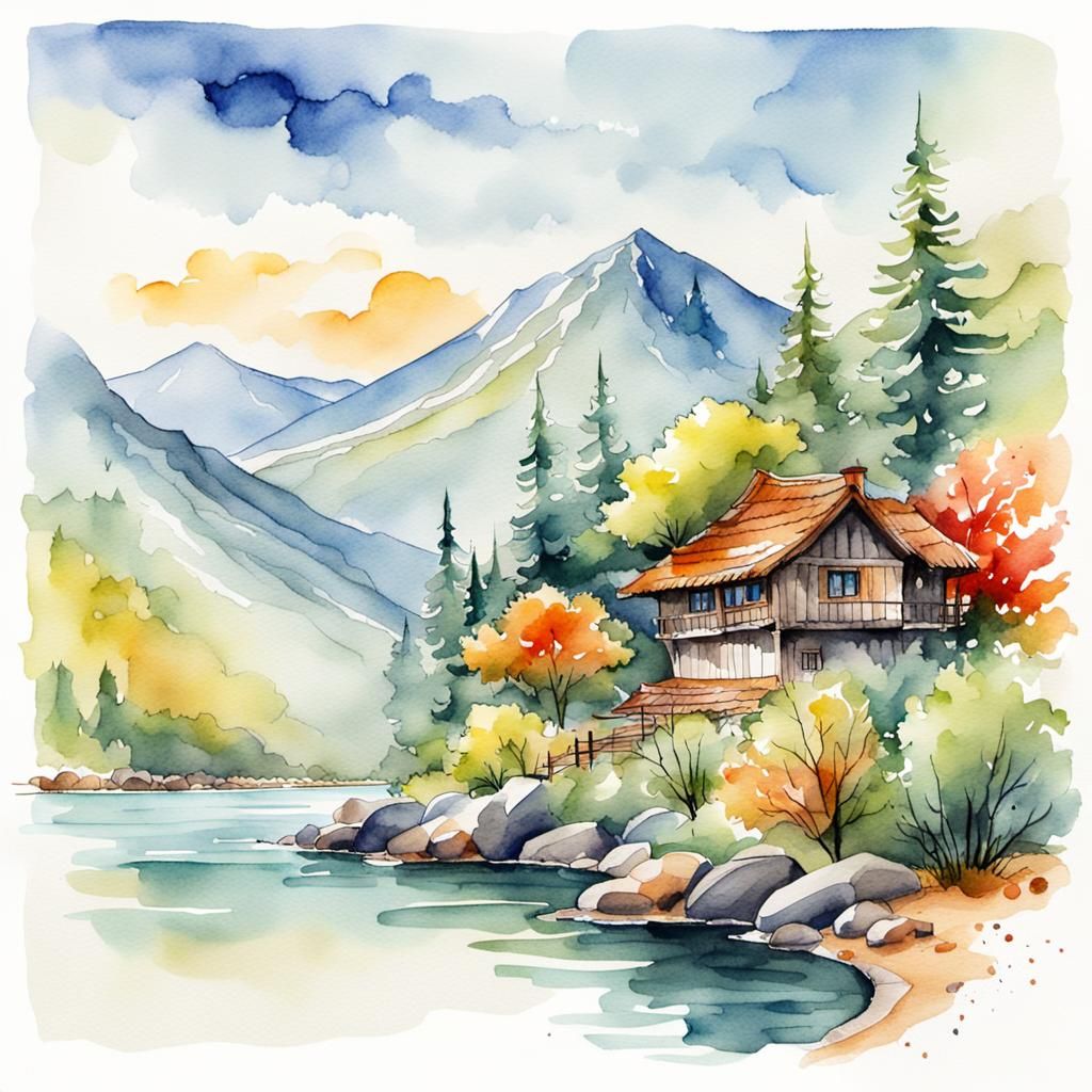 Watercolor Sketch Illustration of Nature