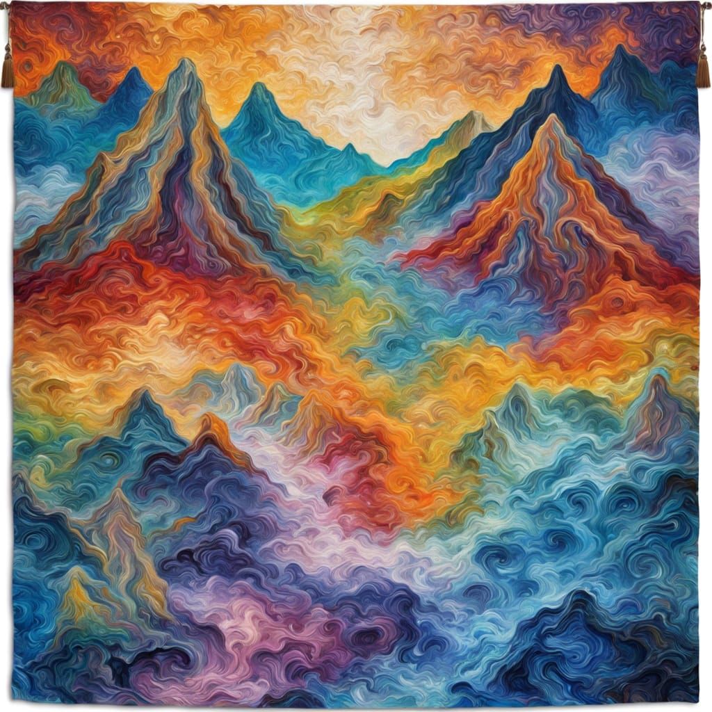 Vibrant Encaustic Landscape in Impasto Style