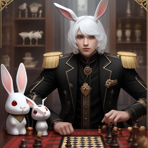 Surreal Chessboard Dreamscape with Caterpillar