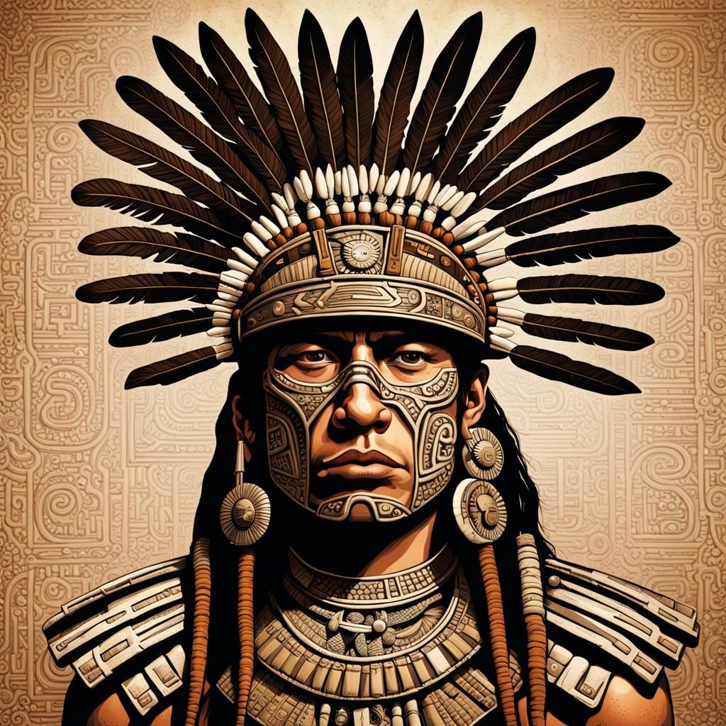 Futuristic Aztec General: Information Age Warrior