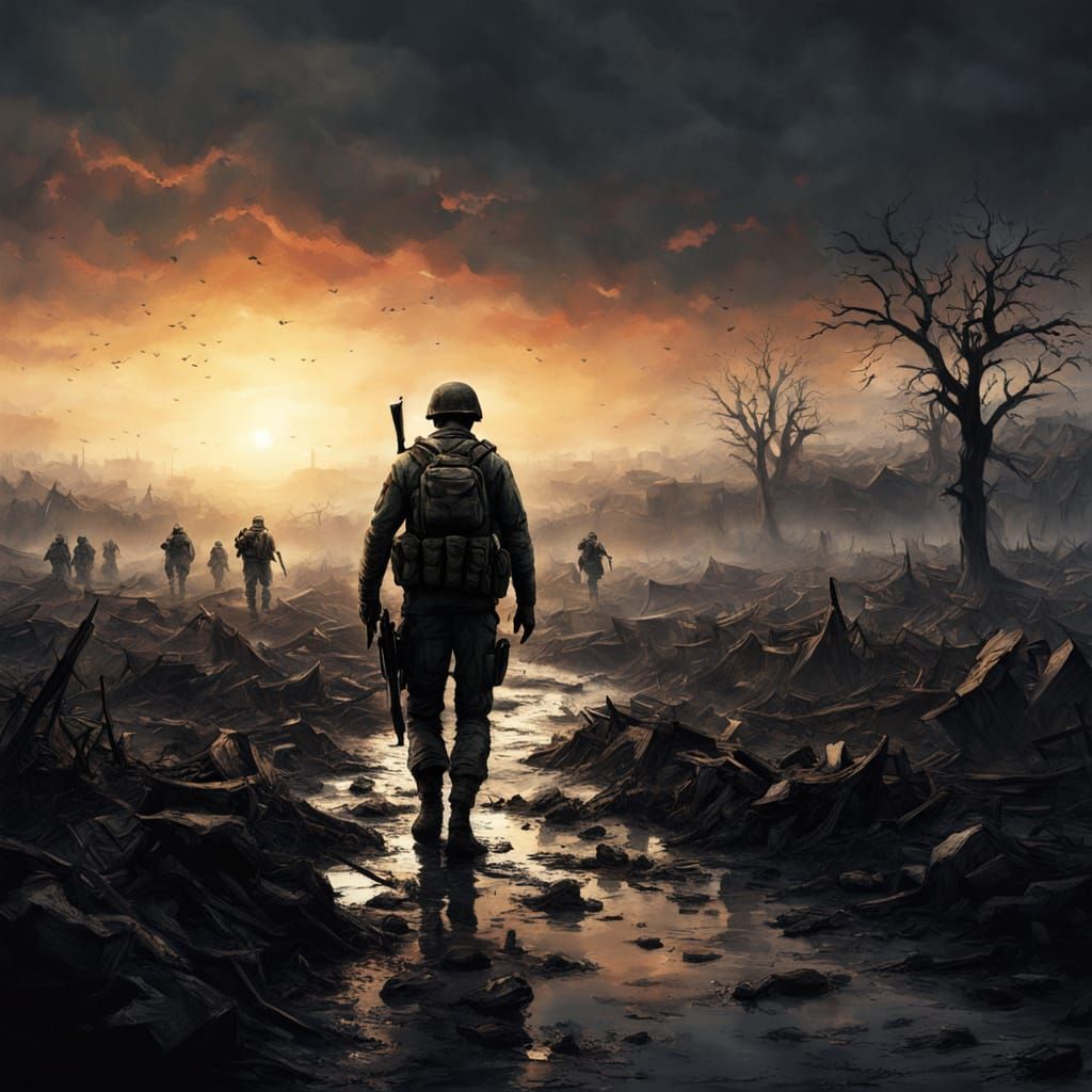 Desolate Battlefield Dawn Concept Art: Life vs Death