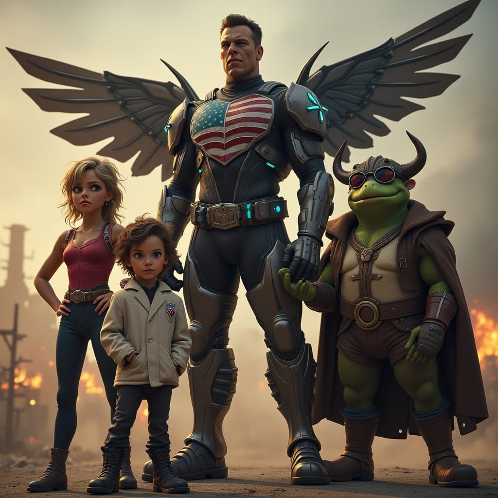 Young Heroes Unite in a Futuristic Cityscape