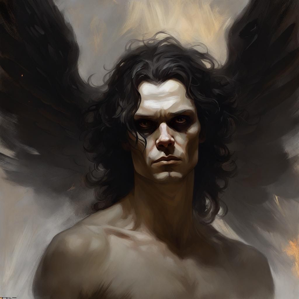 Fallen Angel Portrait in Eerie Magazine Style