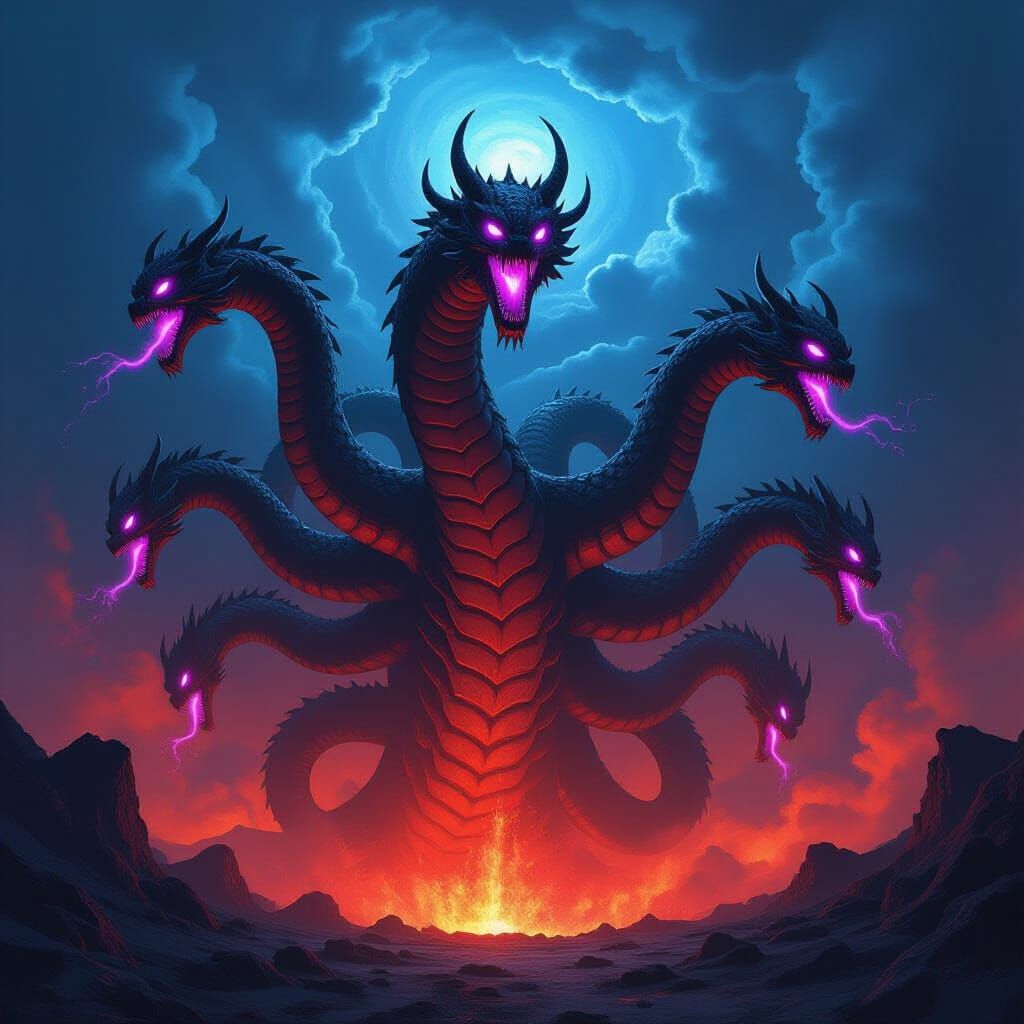 Colossal Alien Hydra Rises From Volcanic Caldera