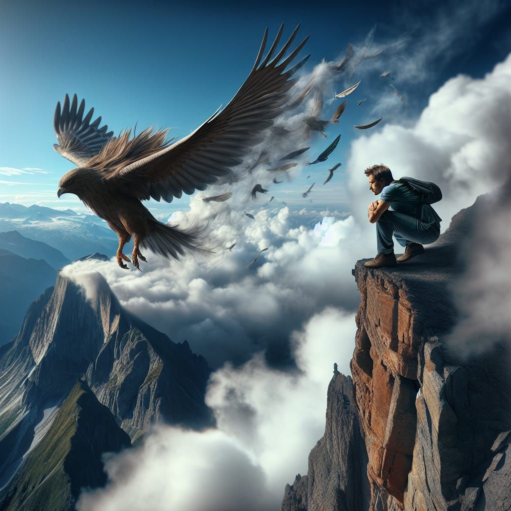 Mountain Climber's Bird Fantasy