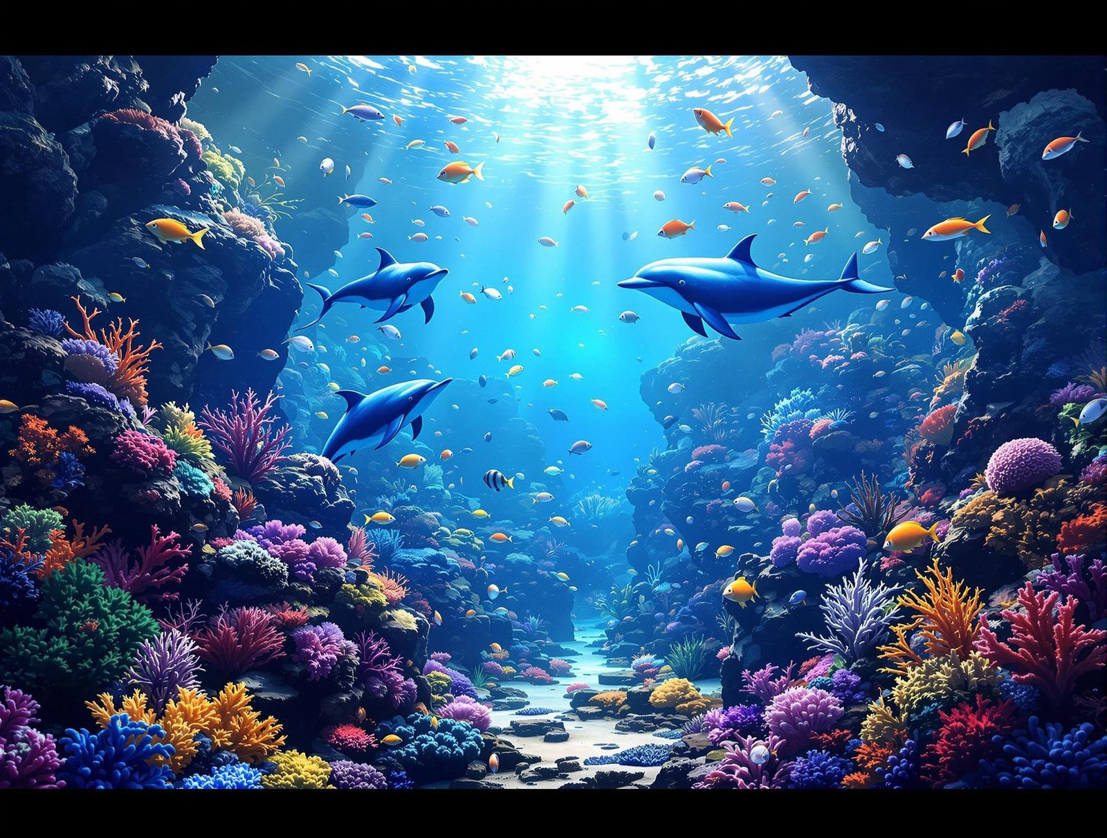 Fantasy Aquarium Scene in Matte Painting Style