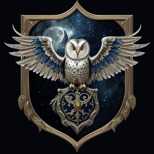 Majestic Owl Crest in Medieval Gothic Style