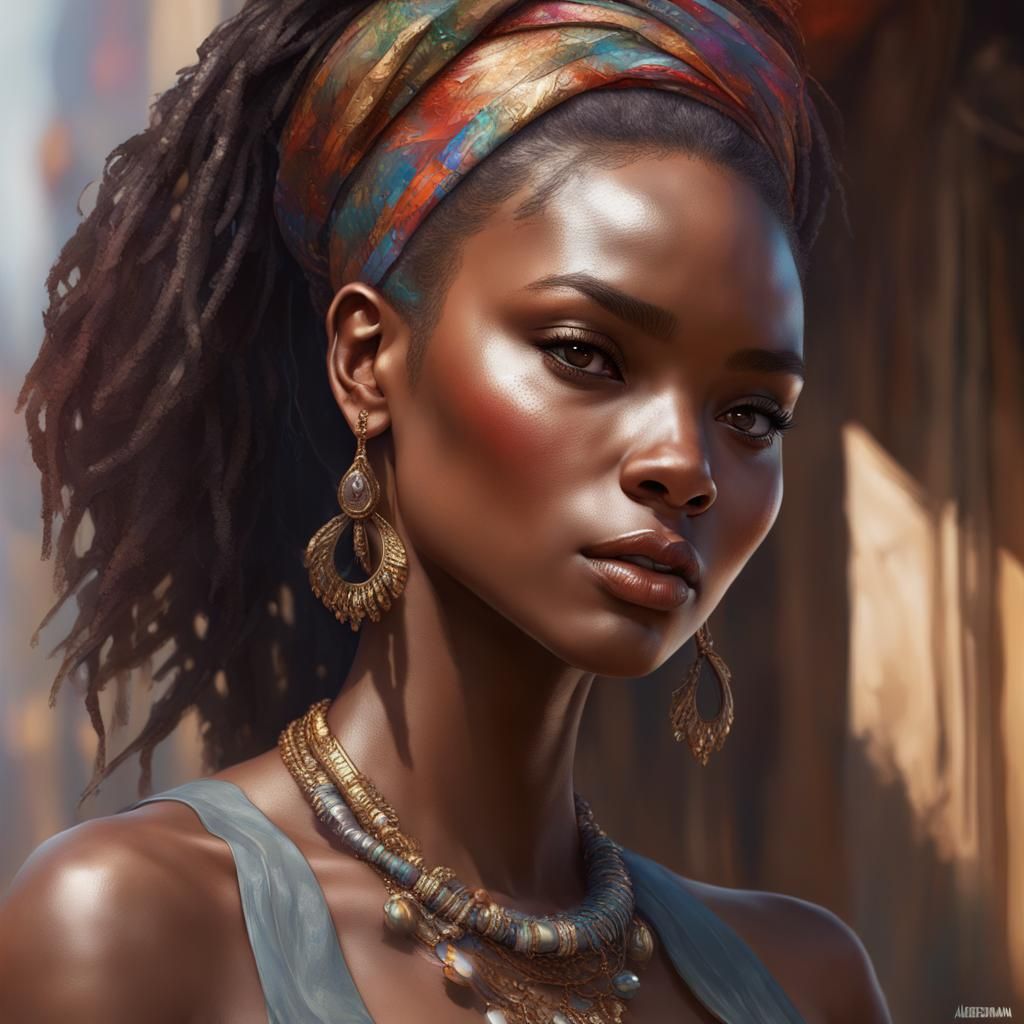 Stunning Portrait of African Beauty in Hyperdetailed Style