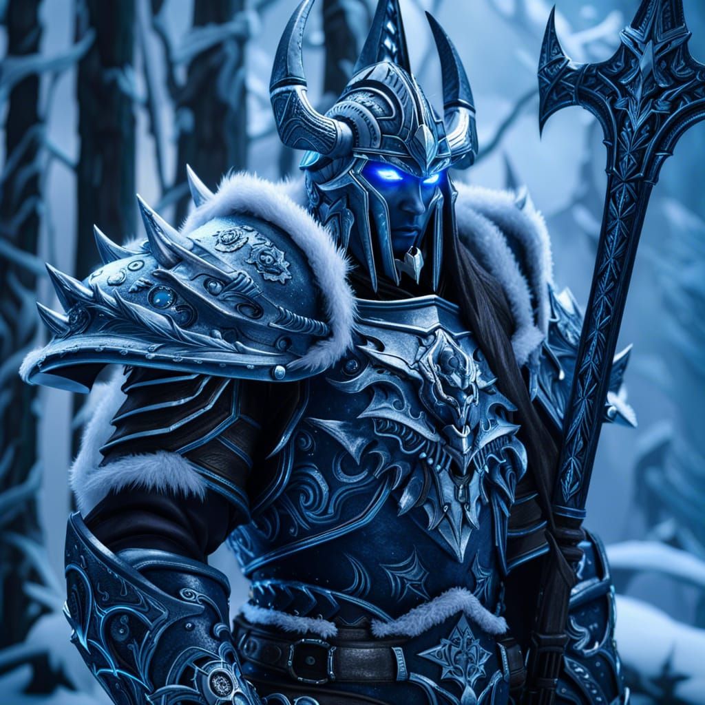 Lich King with Frostmourne in a Frozen Realm