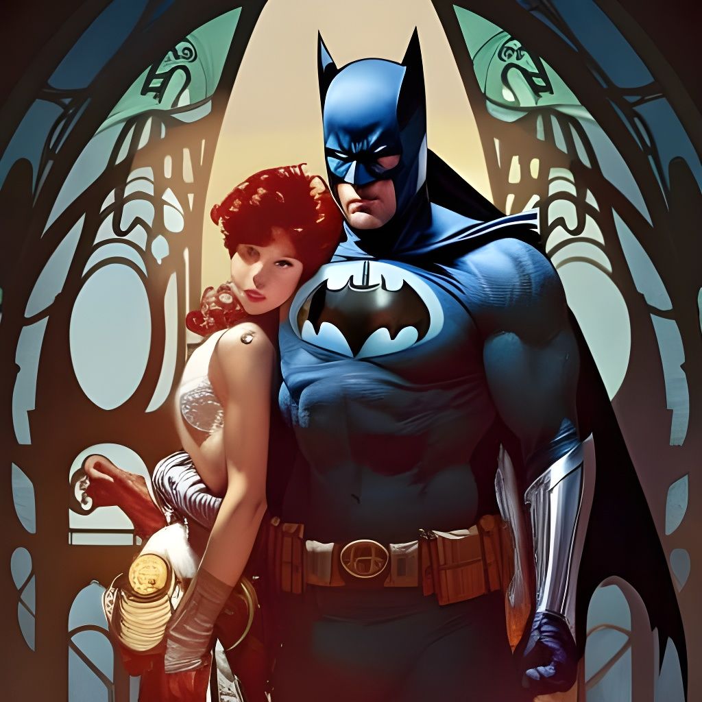 Batman and Papa Smurf Fusion in Poster Art