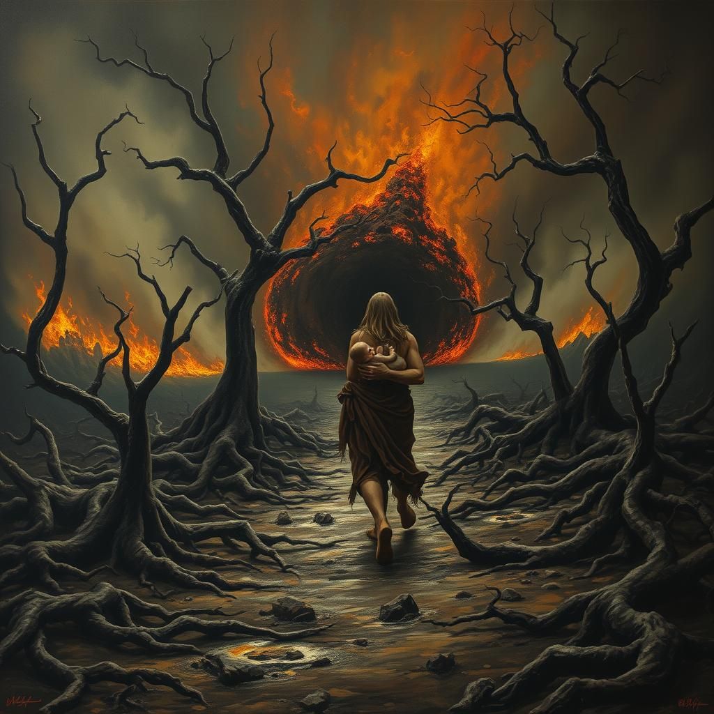 Desolate Journey: Adam and Eve in Hellscape